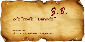 Zámbó Bennó névjegykártya